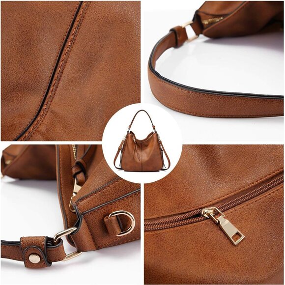 Hobo Crossbody Bags for Women Designer Faux Leather Hobo Handbags Retro Large Si - Picture 5 of 9